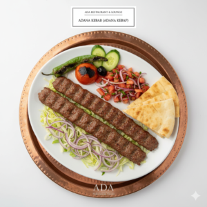 Adana Kebab – Spiced minced lamb kebab grilled on skewers at Ada Mediterranean Cuisine Grill