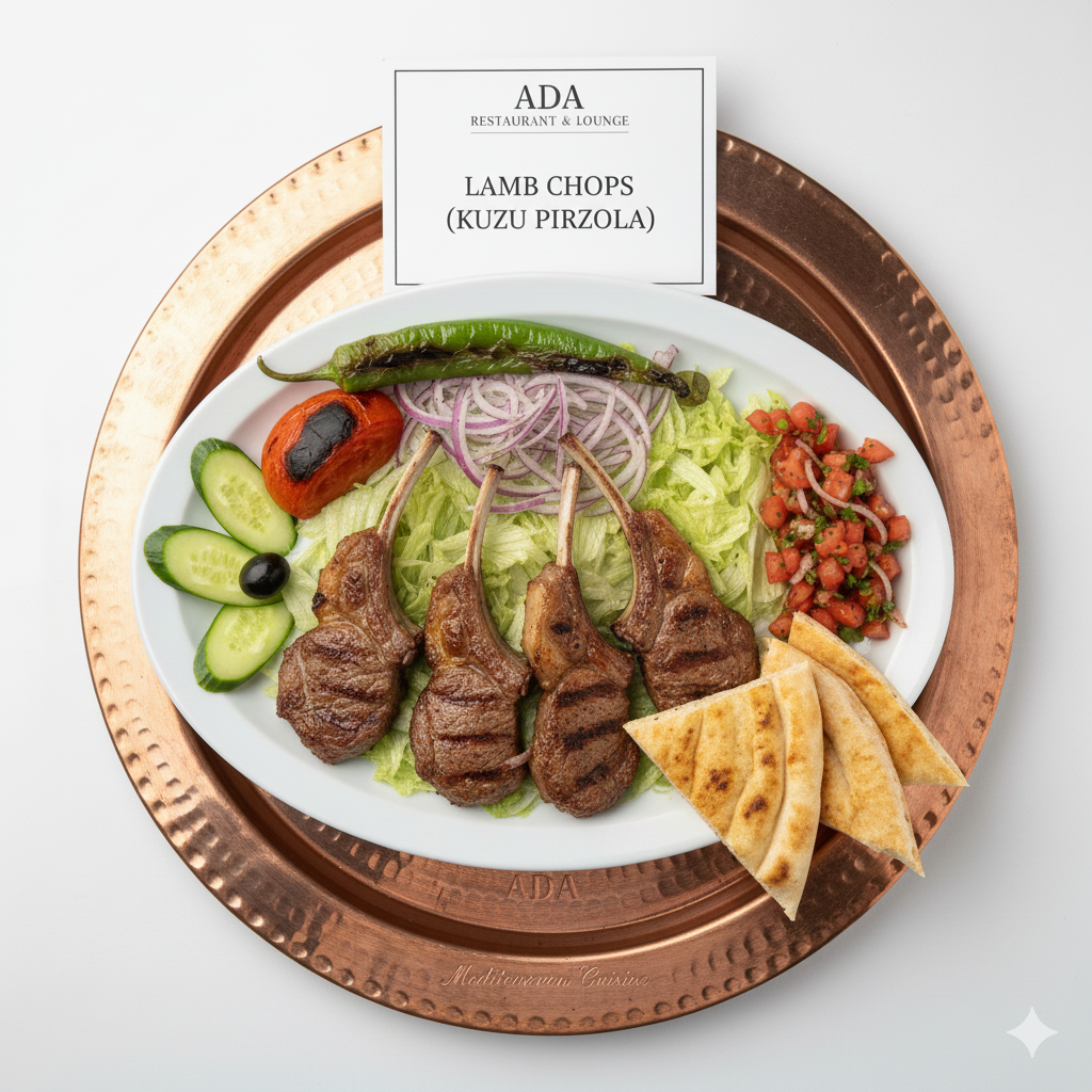 Lamb Chops – Perfectly grilled lamb chops served with rice and grilled vegetables at Ada Mediterranean Cuisine Grill