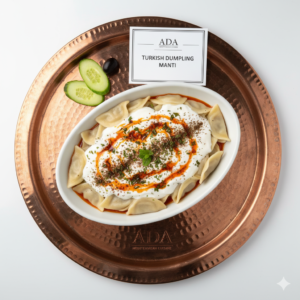 Mantı – Turkish dumplings with yogurt and garlic sauce at Ada Mediterranean Cuisine Grill, Middle Island NY