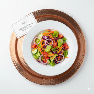 Akdeniz Salatası – Lettuce, carrots, red cabbage, tomatoes, cucumbers, onions, olive oil, and lemon juice at Ada Mediterranean Cuisine Grill, Middle Island NY