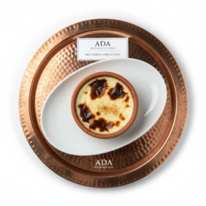 Rice Pudding – Traditional baked rice pudding dessert at Ada Mediterranean Cuisine Grill, Middle Island NY