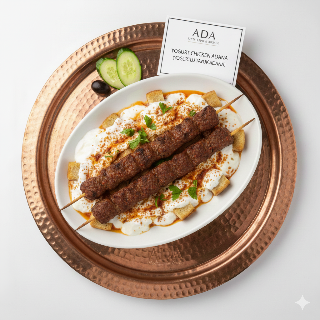 Yogurt Chicken Adana – Grilled spiced chicken served with garlic yogurt sauce at Ada Mediterranean Cuisine Grill