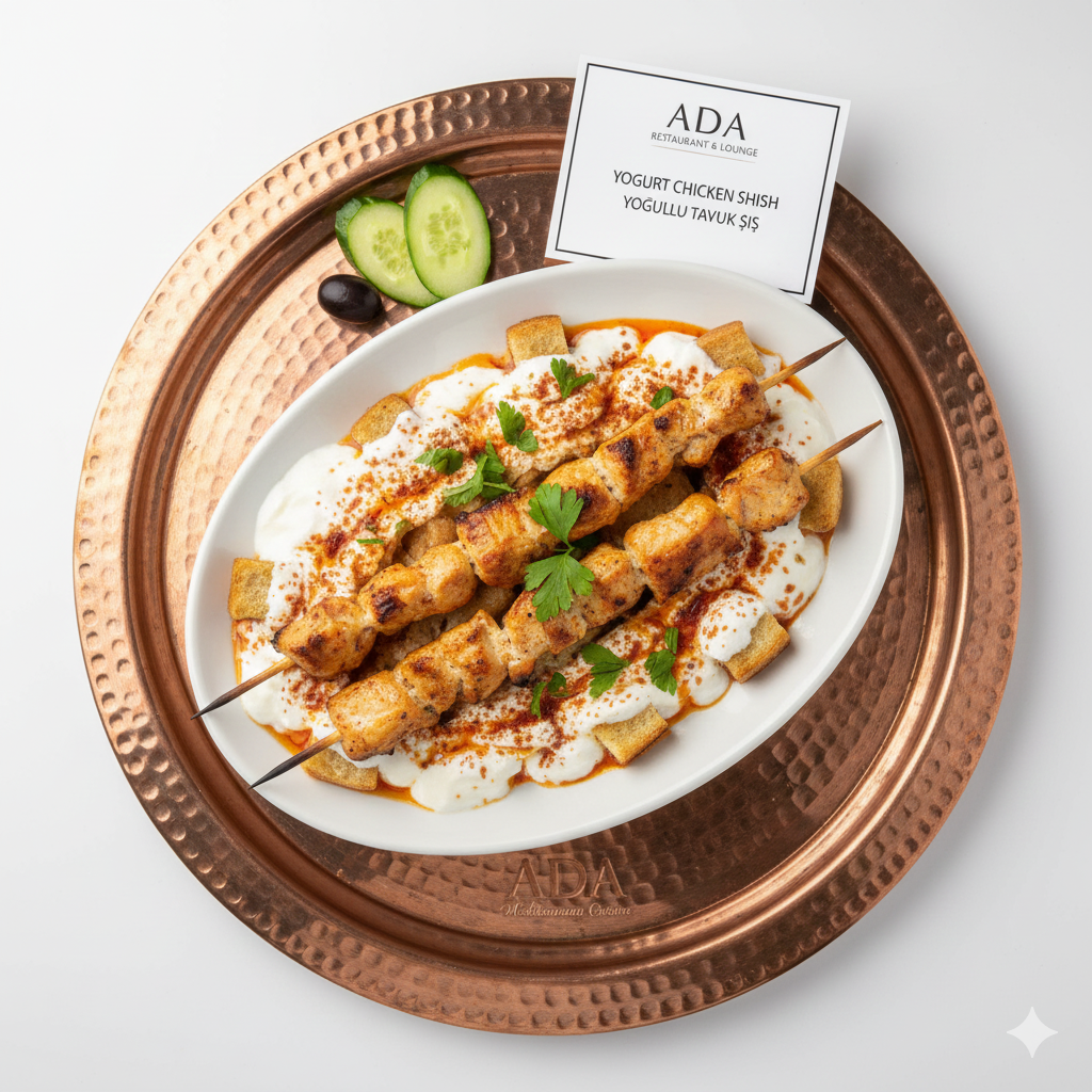 Yogurt Chicken Shish – Grilled chicken cubes with garlic yogurt sauce at Ada Mediterranean Cuisine Grill